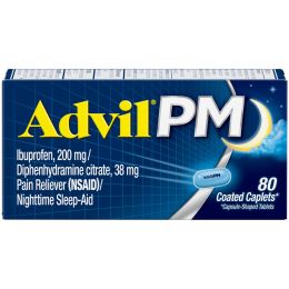 Advil PM Pain and Headache Reliever Ibuprofen Caplets;  80 Count (Brand: Advil)